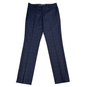 NWOT the Savile Row 5977 Hoxton Blue & Black Check Dress Pants Sz 34 x 34